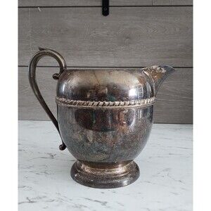 Vintage Silver On Copper Sheridan Silver Co Round Water Pitcher Mid Century
